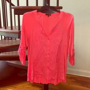 Button Down Quarter Sleeve Top